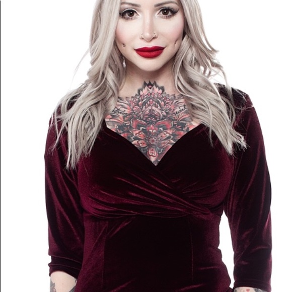 NWT ROCK STEADY BURGUNDY VELVET DRESS XL - Picture 5 of 6